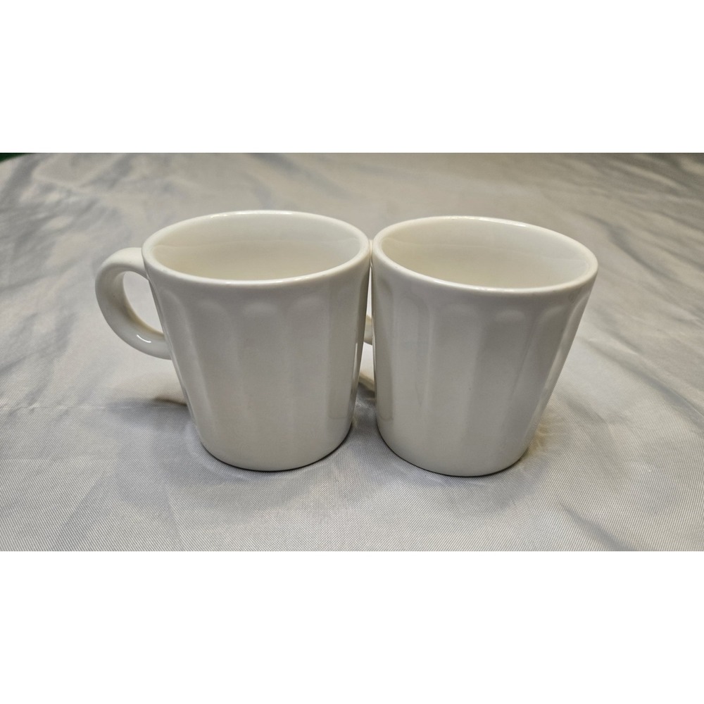 Sweese Set Of 2 Porcelain Fluted Espresso Coffee Tea‎ Mugs White Lead Free Safe
